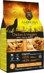 Ambrosia Grain Free Adult Chicken & Veggies 12kg Trockenfutter ohne Getreide für erwachsene Hunde mit Huhn und Gemüse