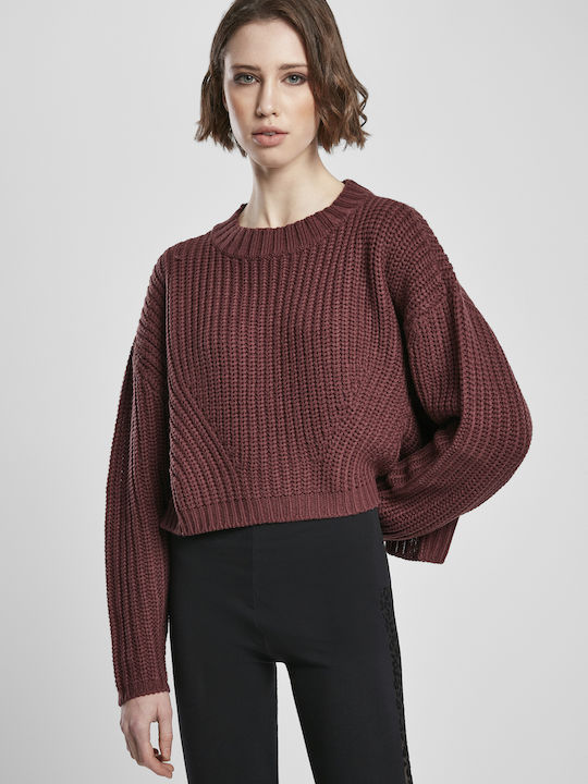 Urban Classics Damen Langarm Pullover Burgundisch