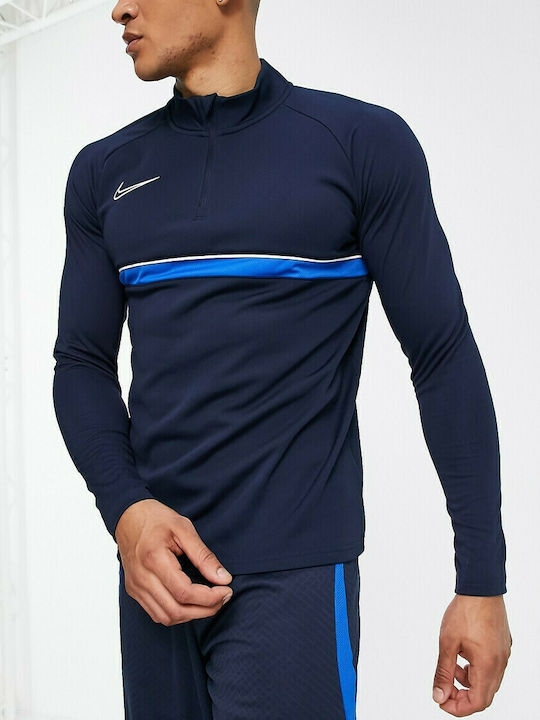 Nike Academy Soccer Drill Ανδρική Μπλούζα Dri-Fit με Φερμουάρ Μακρυμάνικη Navy Μπλε