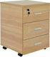 Schublade Büro mit Rollen & Schloss Beech 40x40x55cm