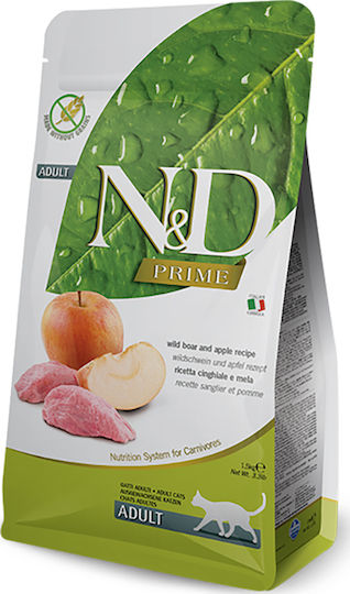 Farmina N&D Prime Adult Dry Food Grain-Free for Adult Cats with Wild Boar & Apple 1.5kg