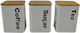 Sidirela Set of 3pcs Jars for Coffee / Sugar / Tea with Lid Metallic White 10x10x14cm