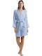 Harmony Winter Women's Cotton Robe with Nightdress Light Blue 74418