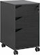 Office Storage Chipboard Drawer with Wheels, Lock & 3 Drawers Wenge L40xW40xH66cm