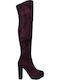 Fardoulis Over the Knee High Heel Women's Boots Burgundy