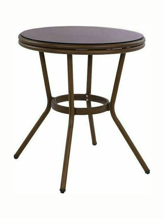 Sitting Room Outdoor Free Standing Table with Glass Surface and Aluminum Frame Coffee With Glass 70x70x76cm