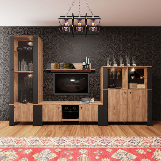 Μπουφές Old Wood Ξύλινος Χρυσός Δρύς - Μαύρο 106.2x44x128.5cm