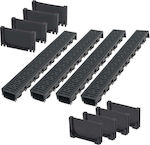 vidaXL Plastic Channel Shower with Size 100x12.5cm Black 4pcs