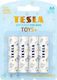 Tesla Batteries 4 Pack Alkaline Batteries AA Toys+ Blue 1.5V