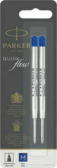 Parker Quinkflow Ανταλλακτικό Μελάνι για Στυλό Medium σε Μπλε χρώμα Medium 2τμχ