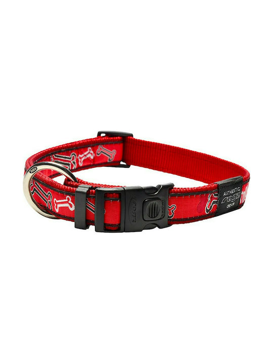 Rogz Fancy Dog Collar In Red Colour Περιλαίμιο Bones XL 43-70εκ.