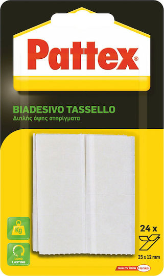 Pattex Selbstklebend Doppelseitiges Klebeband Weiß 12mmx12m 24Stück