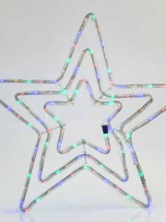 Eurolamp Χριστουγεννιάτικο Διακοσμητικó Επιτραπέζιο Αστέρι Φωτιζόμενο Πλαστικό Πολύχρωμο με Πρόγραμμα 60x60εκ.