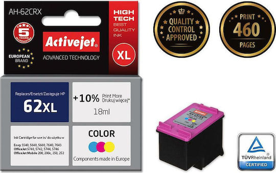 Active Jet Inkjet Printer Compatible Ink HP 62XL C2P07AE 460 Pages 18ml Multiple (Color)