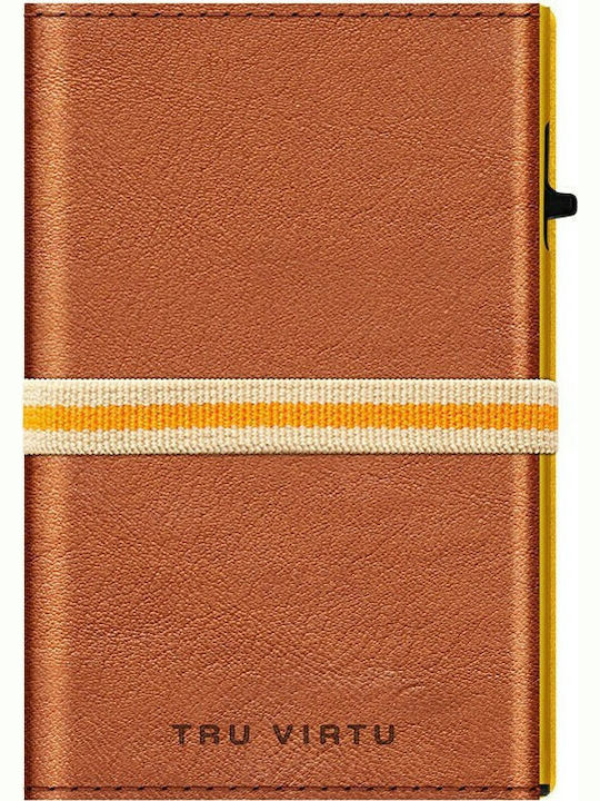Click Slide Strap Leather Men's Wallet Cards with Slide Mechanism Tabac Brown