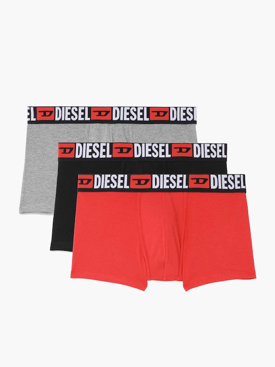 Diesel Ανδρικά Μποξεράκια Μαύρο / Κόκκινο / Γκρι 3Pack