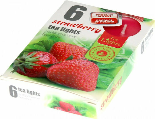 Viosarp Tealights with Scent Strawberry in Red Color 6pcs