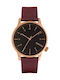 Komono Winston Regal Ceas Bărbați 42mm Baterie Cu Curea Din Piele Burgundy
