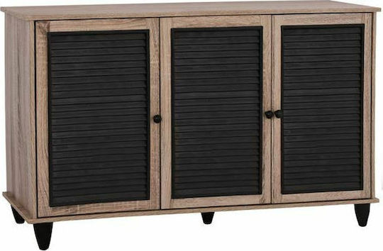Wooden Shoe Organizer with 2 Shelves Sonama / Black 112x30x68.5cm