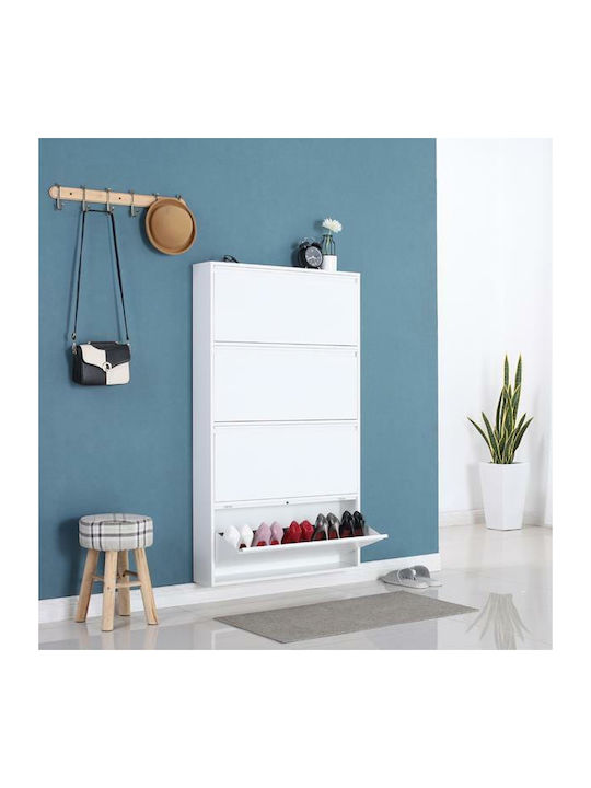 Metall Schuhschrank mit 4 Regalen White L65.5xW...