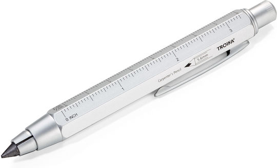 Troika Construction Mechanical Pencil for Drawing made of Brass with Sharpener 1pcs Silver