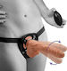 Strap U 10x Groove Harness with Vibrating & Rotating Silicone Dildo Harness with Dildo 21cm and Vibration in skin color