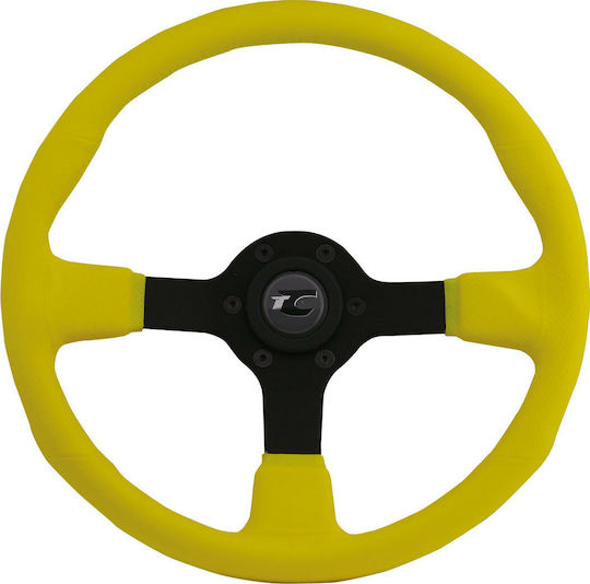 SWM 521 Three Spoke Car Steering Wheel with 35cm Diameter P.u Black/Yellow