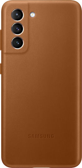 Samsung Кожена Задна Корица Кафява (Galaxy S21 5G)