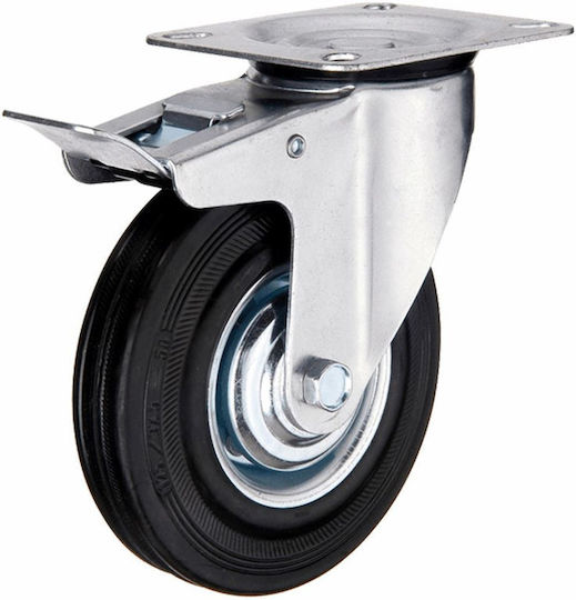 Ruotec 502.000.002.100 Wheel Rotating with Brake Industrial Black 100x26mm