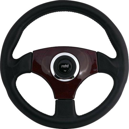 SWM 162 Wooden Three Spoke Car Steering Wheel with 34cm Diameter Black