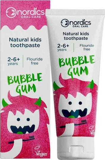 Nordics Natural Kids Toothpaste Βρεφική Οδοντόκρεμα για 2+ Χρονών με Γεύση Τσιχλόφουσκα 50ml