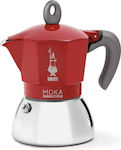 Bialetti Moka Induction Μπρίκι Espresso 2cups Κόκκινο