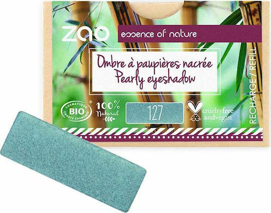 Zao Organic Makeup Rectangle Pearly Eye Shadow Refill In Pressed Powder Form With Turquoise Colour 1.3gr