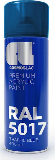 Cosmos Lac Σπρέι Βαφής Premium Acrylic με Μεταλλικό Εφέ Traffic Blue RAL 5017 400ml