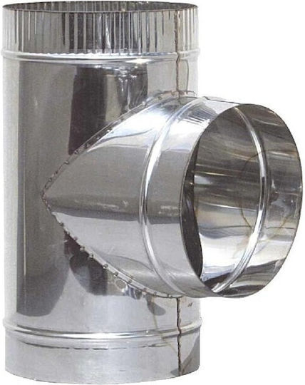 Biofan T-Rohr Rauchrohrverbindung Inox 120mm Silber