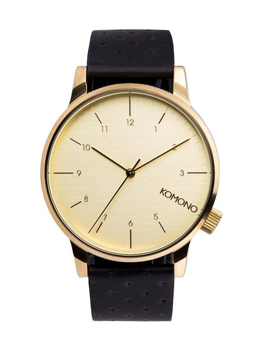 Komono Winston Watch Battery with Black Leather Strap