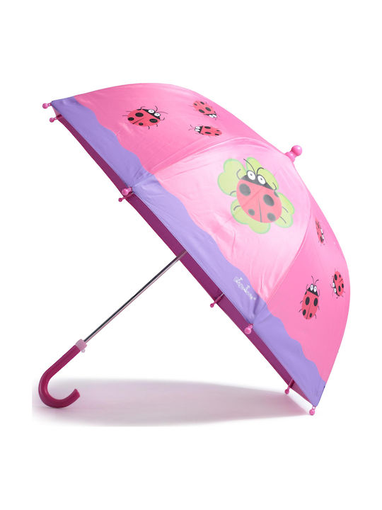 Playshoes Kids Curved Handle Umbrella Ομπρέλα με Πασχαλίτσες Pink