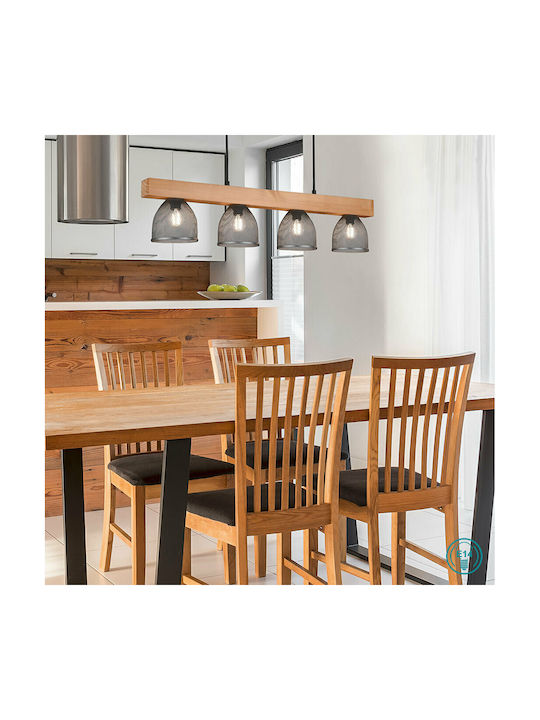 Trio Lighting Cestino Ρυθμιζόμενο Κρεμαστό Φωτιστικό Ασημί Ράγα για 4 Λαμπτήρες E14 75x150εκ.