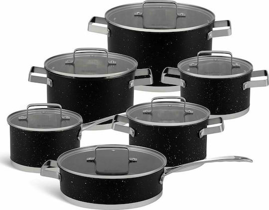 Edenberg Edenberg Cookware Set Made of Aluminum Black with Non-stick Interior Coating 6 Pieces