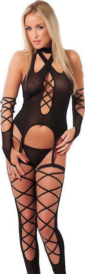 Rimba Rimba Amorable Camisole & Stockings Sexy Σετ Εσωρούχων Μαύρο