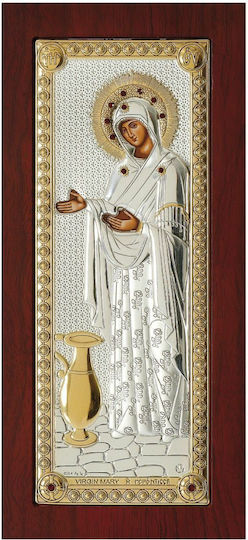 Prince Silvero Heiligenikone Göttliche Äbtissin Silber 16,5x37cm