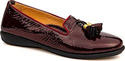 Relax Anatomic 1232-36 Patent Leather Women's Moccasins in Burgundy Color E-8122