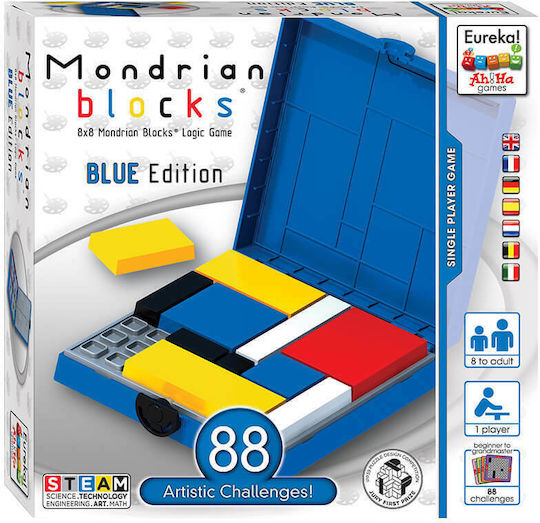 Board Game Ah! Ha Mondrian Blocks Blue Edition for 1 Player 8+ Years Old (EN) Eureka