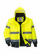 Portwest Waterproof Winter Reflective Work Jacket with Removable Lining and Detachable Hood Yellow