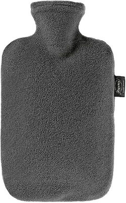 Fashy Fleece 6530 Hot Water Bottle Anthracite with Cover General Use 2000ml 1pcs