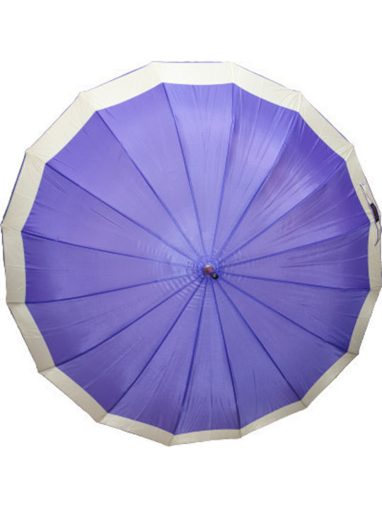 Automatischer Regenschirm mit Holzstock und 16 Speichen Φ110X94 cm Jahr Lila