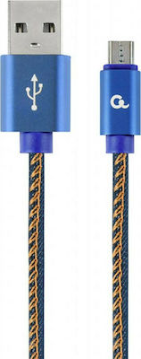 Cablexpert Premium Demin Geflochten USB 2.0 auf Micro-USB-Kabel Blau 2m (CC-USB2J-AMMBM-2M-BL) 1Stück