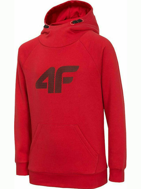 4F Kinder Sweatshirt mit Kapuze und Taschen Rot