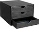 Osco Leather Desktop Drawer 3 Number of Spit 34x34x18cm Black