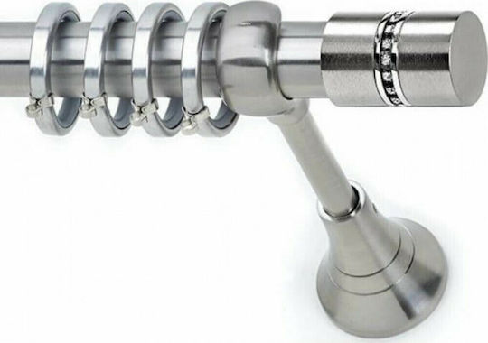 Anartisi Metallisch Vorhangstange S10 Einfach Φ25mm 160cm Nikel Satin / Swarovski crystal